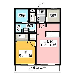 レジデンス八竜 1LDKの間取図画像
