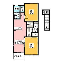 ヴィラ・ソーレ2 2LDKの間取図画像