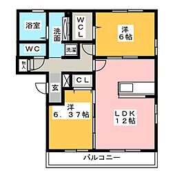 アクシス 2LDKの間取図画像