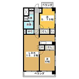 レージュ栄 2LDKの間取図画像