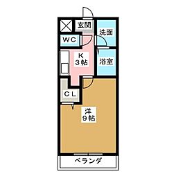 ウイング青山 1Kの間取図画像
