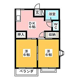 ロイヤル師勝B 2DKの間取図画像