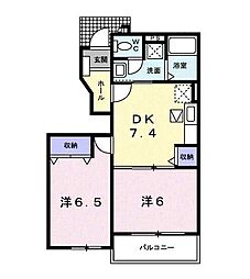 パティオ2 2DKの間取図画像