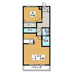 ブラウベルク 1LDKの間取図画像