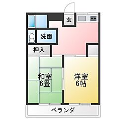 エクセル野崎 2DKの間取図画像