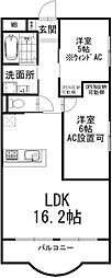 ミヨシハイツ 2LDKの間取図画像