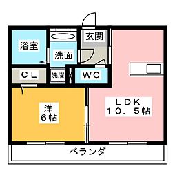 メリーモナーク 1LDKの間取図画像