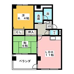 ハイネス西春 2LDKの間取図画像