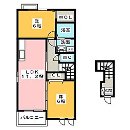 スカイワン2 2LDKの間取図画像