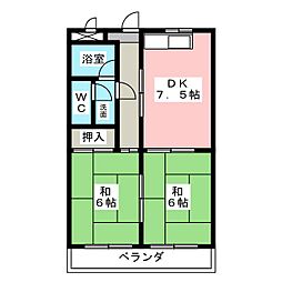 グローリーハイツ 2DKの間取図画像