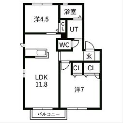 ファミールB 2LDKの間取図画像