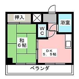 大嶽弥富マンション 4階1DKの間取り