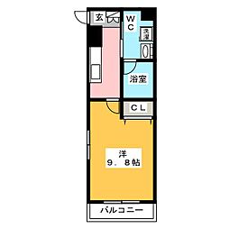 マリアロッソ弥富駅前 2階1Kの間取り