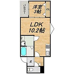 LECOCON弥富 2階1LDKの間取り