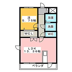 ルネスエスペランサ 1LDKの間取図画像