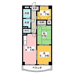 加稲・マンション 3DKの間取図画像