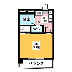 ヴァン・ヴェール藤栄 1Kの間取図画像