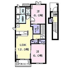 ラヴァーズD 2LDKの間取図画像