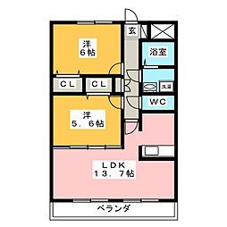 ルネスパレンティーア 2LDKの間取図画像