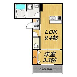 LECOCON 弥富IV 1LDKの間取図画像