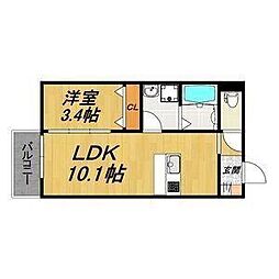 LECOCON 弥富IV 1LDKの間取図画像