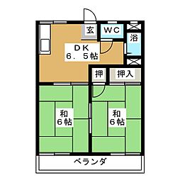 サンテラス伊藤 2DKの間取図画像