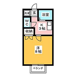 シャルムU 1Kの間取図画像