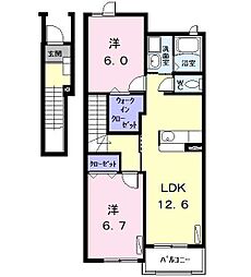 メゾンサンシャイン 2LDKの間取図画像