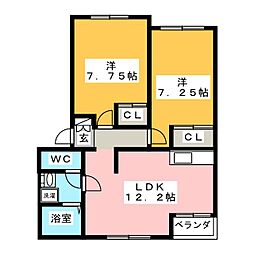 アートメゾンB棟 2LDKの間取図画像