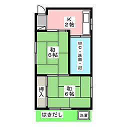 パレス安西 1階2Kの間取り