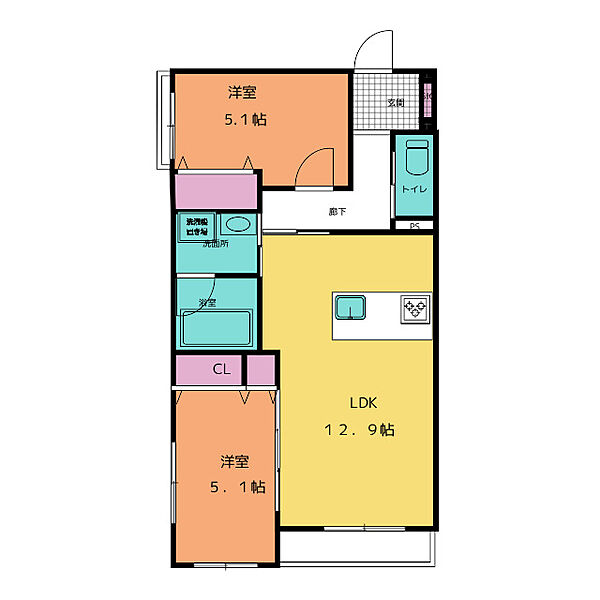 イーダッシュ宮ヶ崎町 202｜静岡県静岡市葵区宮ケ崎町(賃貸マンション2LDK・2階・56.02㎡)の写真 その2