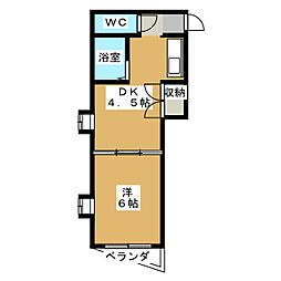 サンシャイン小泉 4階1DKの間取り