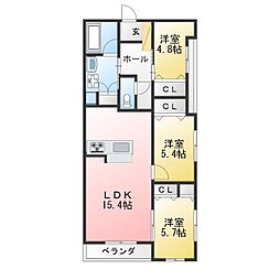 グランスタジオ安西 3LDKの間取図画像