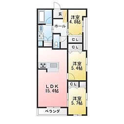 グランスタジオ安西 3LDKの間取図画像