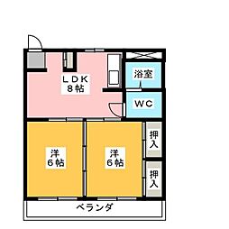 コーポ静岡 2DKの間取図画像