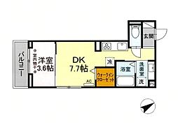 D-ROOMエムツー 1DKの間取図画像