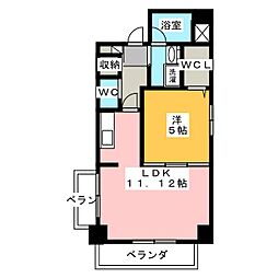 コーキャス南町 1LDKの間取図画像