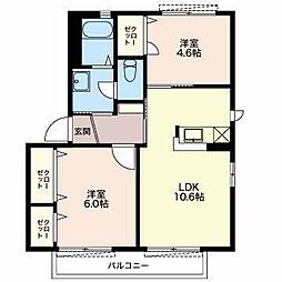 グレイスコートB 2LDKの間取図画像