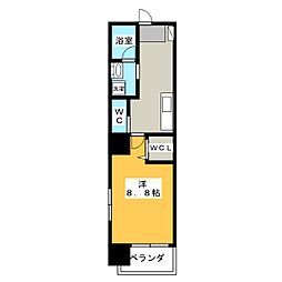 コーキャス馬場町 1Kの間取図画像