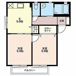 リヴィエール・マルシェB 2Kの間取図画像