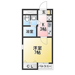 VillaCondesa伝馬町 1Kの間取図画像