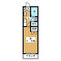 ユージックス伝馬 1Kの間取図画像