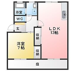 建穂小畑ハイツA 1LDKの間取図画像