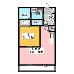 エスポワール平和 1LDKの間取図画像
