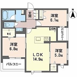 Crestieq大岩本町 3LDKの間取図画像