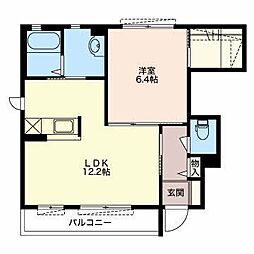 オアシスC 1LDKの間取図画像