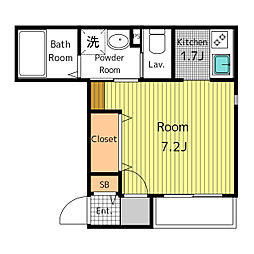 ブランシュシュ鷹匠 1Kの間取図画像