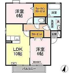 グランドゥールくすの木B 2LDKの間取図画像