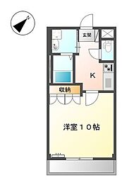シティ・コート葵 1Kの間取図画像