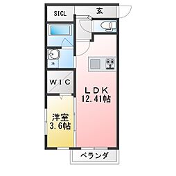 L'ALLUR I 1LDKの間取図画像